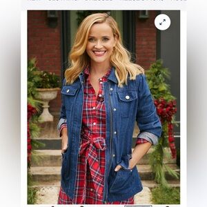 EUC Draper James Field Jacket Blue Jean Jacket Coat Pockets - XL